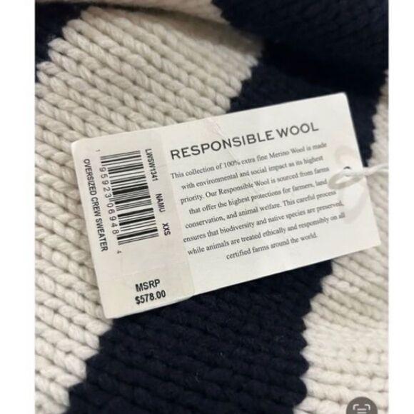 Frame Oversized Crewneck Sweater Women’s Navy Striped Size Small - Picture 10 of 10